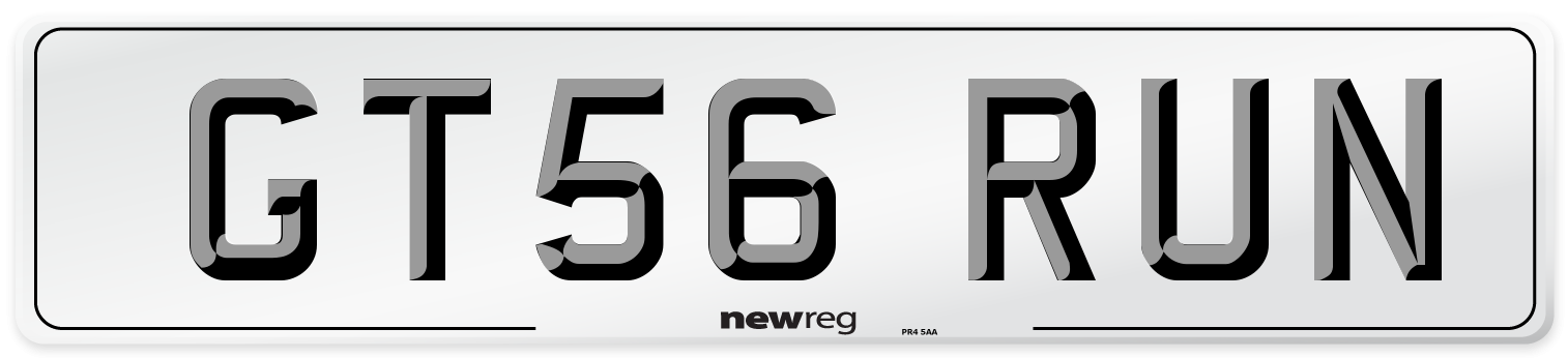 GT56 RUN Number Plate from New Reg